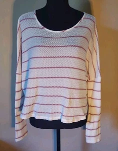 Paper Crane Sweater SMALL Long Sleeve White Pink Pullover Lightweight - Picture 1 of 8