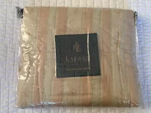 Ralph Lauren Trianon Quilted Standard Pillow Sham New 20 x 26 Pale Pink Stripe - Picture 1 of 12