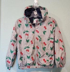 GAP Kids Cherry Cherries Rain Coat Jacket Lined Size Medium Hooded Windbreaker - Picture 1 of 4