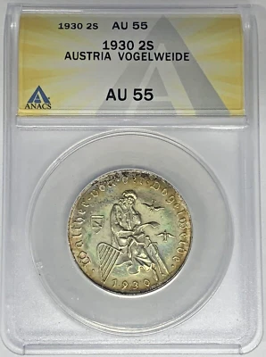 1930 Austria 2 Shilling Toned ANACS AU 55 - Image 1 of 2