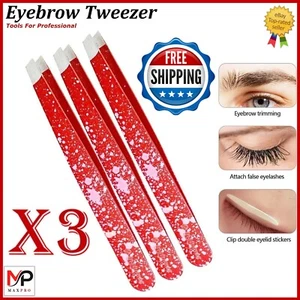 Augenbrauen Pinzette schräge flache Spitze Edelstahl Gesichtshaarentferner Clip Make-up - Bild 1 von 5