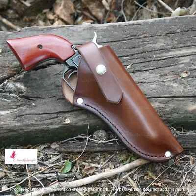 Western Basket Weave Gun Leather Holster Barrel 4"-6"handcrafted & Tooled Cowboy - Image 1 of 4