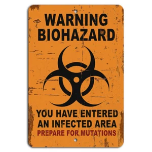 Warning Biohazard Entering an Infected Area Rustic Orange Sign - Picture 1 of 1