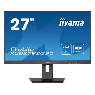 IIYAMA 27" ProLite WQHD USB-C PD65W w/Speakers IPS Monitor Black XUB2792QSC-B5 - Image 1 of 4
