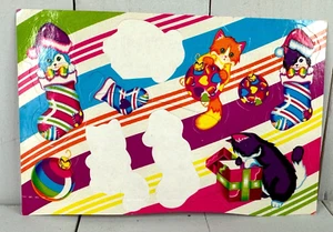 Vintage Lisa Frank Christmas Cat Kitten Holiday Stocking Ornament Heart Rainbow - Picture 1 of 6