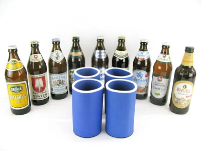 4er Set Getränkekühler 0,5l EUR Bierflasche "Bayrische Flaschen" Neoprenkühler - Bild 1 von 4