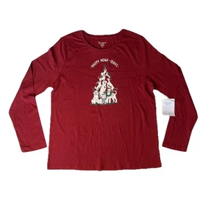 PijamaGram Manga Larga Pijama Top W's Mediano Felices Howlidays Navidad Perro Nuevo con Etiquetas - Imagen 1 de 6