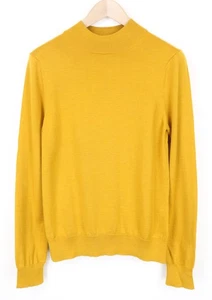 SANDRO MENS Jumper XS Mustard Yellow Wool Knit Crew Neck Pullover - Picture 1 of 9