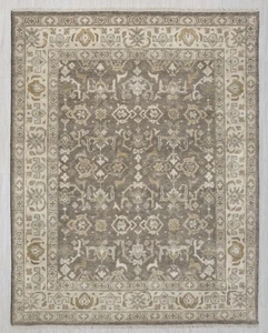 Turkish Oushak Style Olive Green Beige Soft Wool Hand Knotted CUSTOM SIZE Rug - Picture 1 of 13
