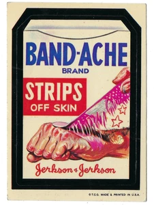 1973 Topps Wacky Packages 1st Series 1 BAND-ACHE STRIPS OFF SKIN white back ex - Picture 1 of 2