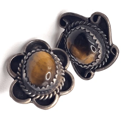 Тигровый глаз навахо из чистого серебра 0,75 дюйма - Изображение 1 из 4