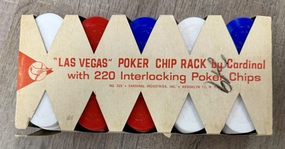 Vintage Cardinal  "Las Vegas" Poker Chip Rack with Plastic Chips 220 Ct - Image 1 of 4