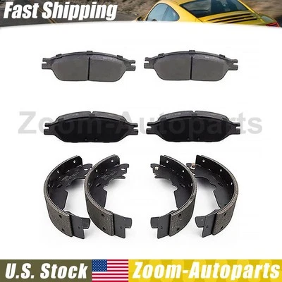 Pastillas de freno delanteras traseras de cerámica + zapatas de freno de tambor para Ford Windstar 1999-2003 Foto 1 de 4