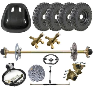 Kit Eje Trasero 29" Asiento 6" Ruedas Dirección Delantera Piñón Husillo ATV Go kart - Imagen 1 de 12