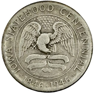 1946 Iowa Commemorative Silver Half Dollar - Picture 1 of 2