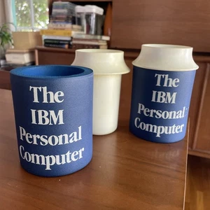 2 Vintage 1979 The IBM Personal Computer Koozie Mugs Early Promo Advertising - Picture 1 of 4