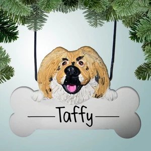 Pekingese Dog on Bone - New Puppy - Pet - Personalized Ornament - Picture 1 of 1