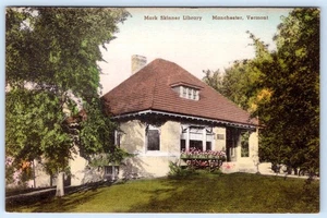 1920's MARK SKINNER LIBRARY MANCHESTER VERMONT HANDCOLORED ALBERTYPE POSTCARD - Picture 1 of 2
