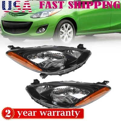 Pair For 2011 2012 3013 2014 Mazda 2 Halogen Headlight Headlamp Left&Right Side - Image 1 of 4