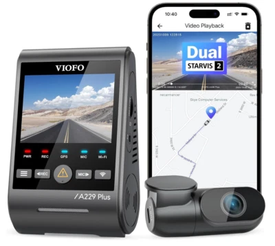 Видеорегистратор Viofo A229 Plus 2 канала двойная камера (2K передняя и задняя) GPS WIFI HDR - Изображение 1 из 4