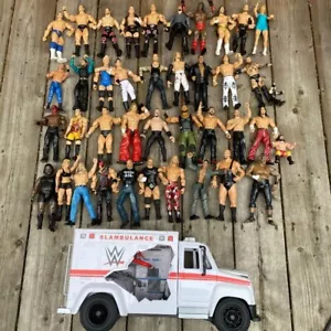 Lot of 40+ Vintage WWE Wrestling Action Figures With Slambulance - Picture 1 of 16