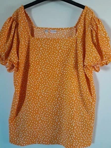 Top de verano naranja/amarillo oscuro manchado talla 22-24 cuello cuadrado NUEVO - Imagen 1 de 6