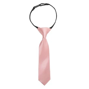 Dusty Pink Boys Elastic Tie Satin Solid Plain Wedding Pre-Tied 0-2 Yrs by DQT - Picture 1 of 3