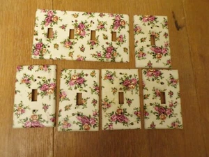 Lot 6-Leviton Decobug Unique Switchplates~Royal Albert Old Country Roses Pattern - Picture 1 of 5