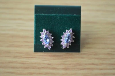 Pendientes de tanzanita/zafiro rosa premium de 1,16 quilates platino sobre plata fina VVS Foto 1 de 4