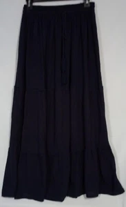 Women's Broomstick Maxi Drawstring Long Skirt Black, Size S - Picture 1 of 5