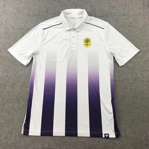 Nashville SC Polo Shirt Mens Medium White Purple Striped Soccer MLS * - Picture 1 of 12