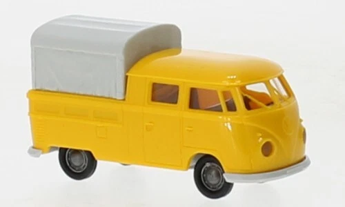 Camioneta pickup Brekina 1/87 HO VW T1 T1b DoKa doble cabina estilo toldo superior amarillo Foto 1 de 1