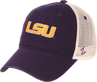 LSU TIGERS NCAA ZEPHYR UNIVERSITY PURPLE TRUCKER SNAPBACK DAD CAP HAT NWT! - Image 1 of 4