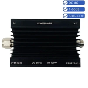 DC-8Ghz 100W N/DIN/4.3-10 Macho a Hembra RF Atenuador Fijo Conector 1-60db - Imagen 1 de 9