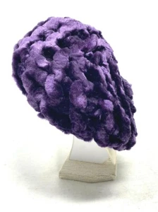 Vintage Purple Velvet Shiny Crochet Beret Hat Wool French Artist Women Cap - Picture 1 of 5