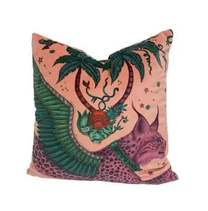 Emma J Shipley - Lynx Velvet - Coral - Chic Modern Maximalist Cushion Cover - Picture 1 of 3