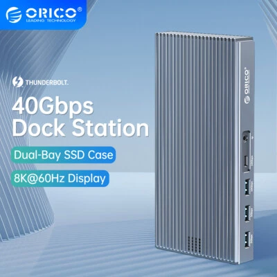 ORICO 8K Thunderbolt 3 Dock M.2 NVMe NGFF Enclosure USB C Laptop Docking Staion - Image 1 of 4
