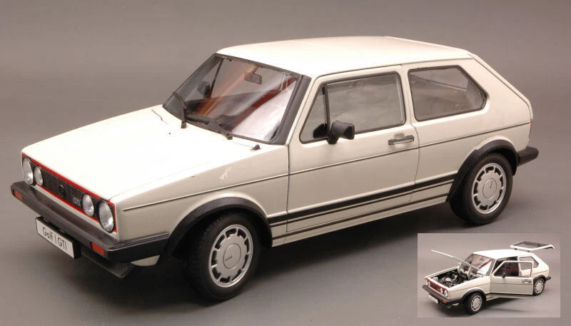 Modellino auto scala 1:18 VW GOLF serie 1 GTI bianco modellismo statico diecast - Immagine 1 di 1