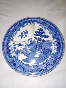 Blue Willow~Ideal Grill Plate~3 Divided Sections~Made in USA ~9.5”D - Picture 1 of 5
