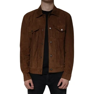 LUIGI BORRELLI NAPOLI Jacket Brown Genuine Leather Suede IT52/US42/XL 2200usd - Picture 1 of 9