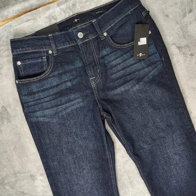 7 For All Mankind Jeans Men's 30x34 Blue Austyn River Dark Relaxed Straight Leg - Image 1 of 4