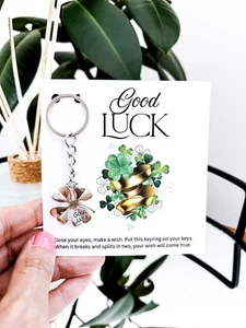 Good Luck Card, You've got this Card, Four Leaf Clover Keychain, Good Luck Gift - Picture 1 of 5