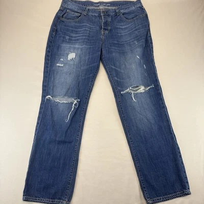 Jeans rasgados Old Navy 12 Boyfriend tiro medio desgastados botones mosca bigotes Foto 1 de 4