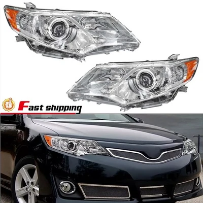 Conjunto de farol cromado projetor esquerda+direita para Toyota Camry 2012 2013 2014 - Imagem 1 de 4