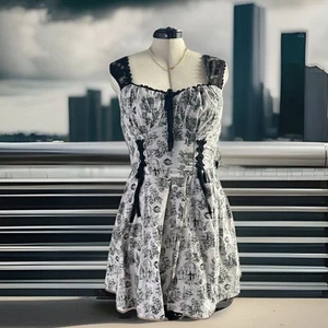 Pride Prejudice Zombies Womens Sweetheart Corset Lace-Up Goth Skater Dress M - Picture 1 of 11