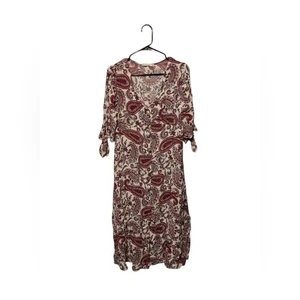 Maxi abito midi Mango MNG rosso paisley taglia 6 bottoni davanti boho floreale festival - Foto 1 di 8
