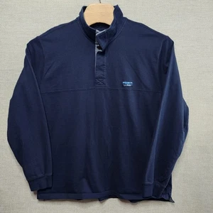 LL Bean Traditional Fit Men's Size XL Navy Blue Rugby Henley Pullover Top - Picture 1 of 9