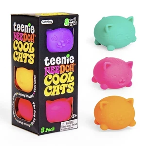 Schylling NeeDoh Teenie Cool Cat Sensory Squeeze Toy 3 Mini Globi Groovy 1,5 pollici - Foto 1 di 7