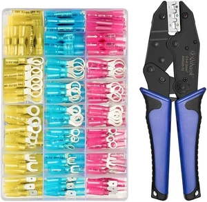 Crimping Tool Ratcheting Wire Crimper for Heat Shrink Connectors with 250pcs ... - Picture 1 of 7