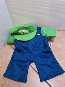 Build A Bear blau und grün Super Mario Bär Outfit Overall und Mütze Luigi - Bild 1 von 6